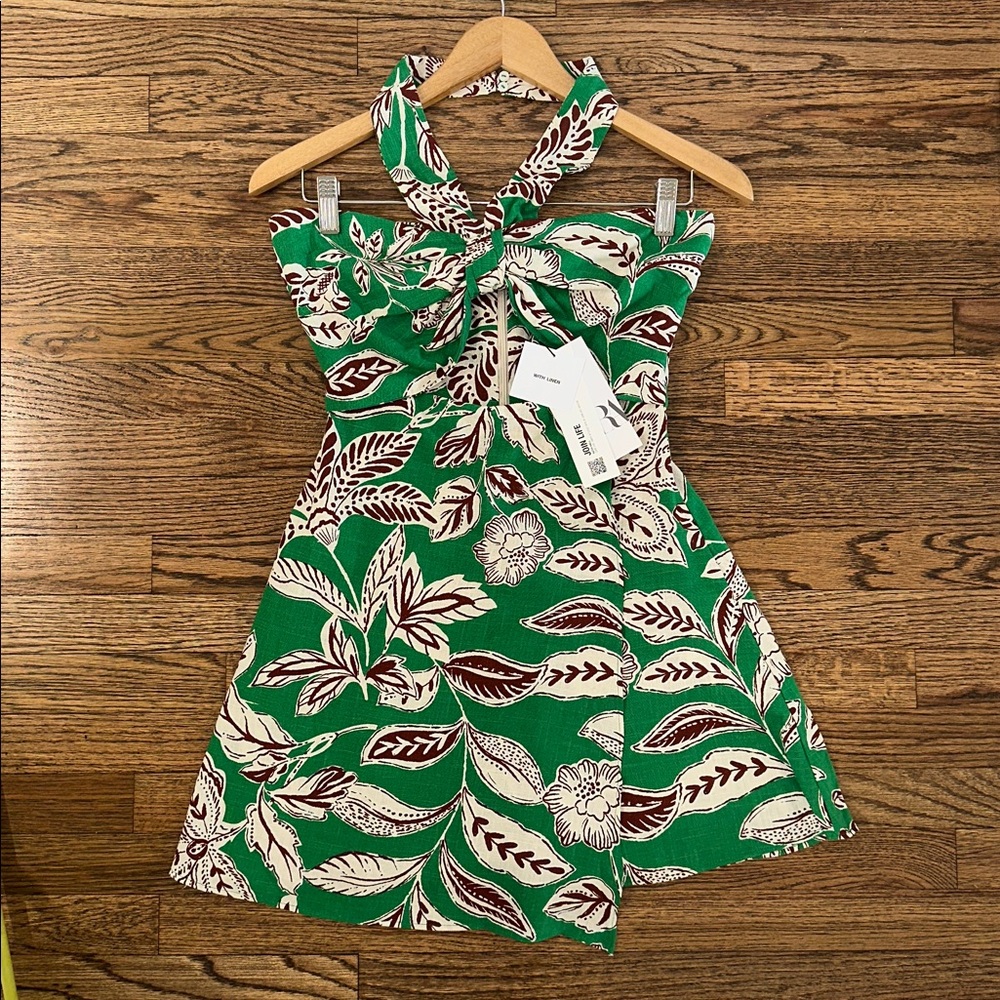 NWT ZARA Summer Vacation Green MultiColor Floral Print Halter Romper